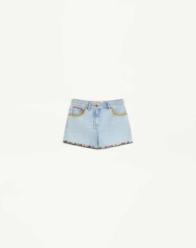 Short en denim brodé Short en denim brodé