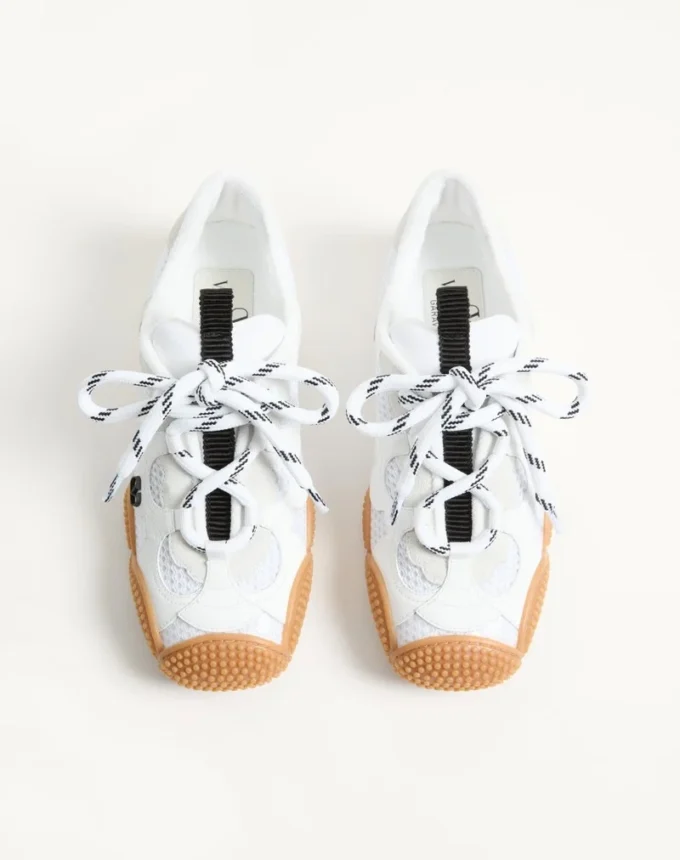Sneakers Amphibia en cuir de veau caoutchouté et cuir refendu