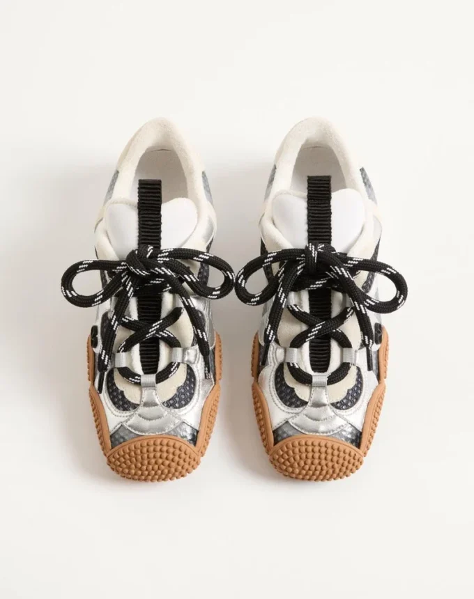 Sneakers Amphibia en cuir de veau caoutchouté et nappa laminé Sneakers Amphibia en cuir de veau caoutchouté et nappa laminé