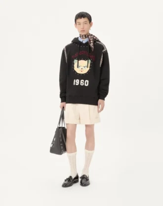 Sweat-shirt à capuche en coton avec patch Le Chat De La Maison