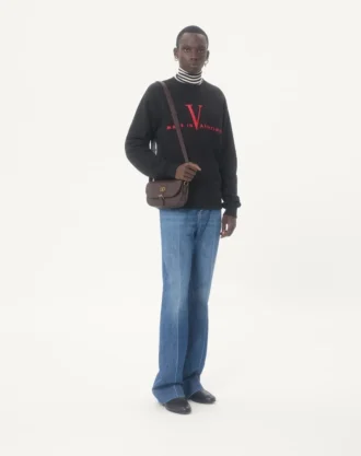 Sweat-shirt à col rond en coton Valentino avec imprimé Made In Valentino