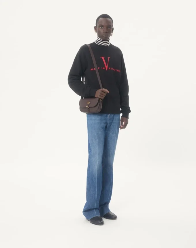 Sweat-shirt à col rond en coton Valentino avec imprimé Made In Valentino Sweat-shirt à col rond en coton Valentino avec imprimé Made In Valentino