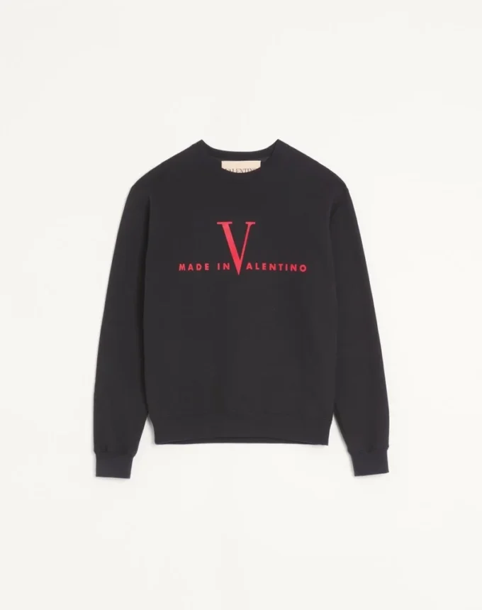 Sweat-shirt à col rond en coton Valentino avec imprimé Made In Valentino Sweat-shirt à col rond en coton Valentino avec imprimé Made In Valentino