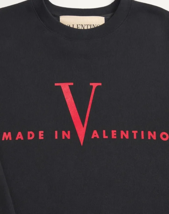 Sweat-shirt à col rond en coton Valentino avec imprimé Made In Valentino Sweat-shirt à col rond en coton Valentino avec imprimé Made In Valentino