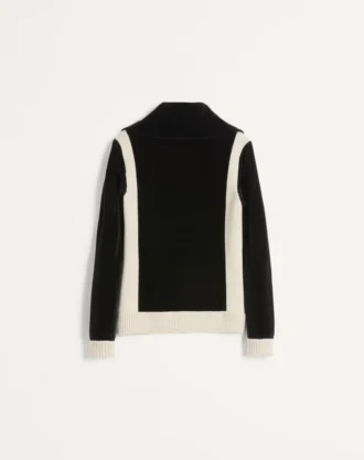 Sweat-shirt à col roulé en chenille avec fermeture éclair et patch Chez Valentino