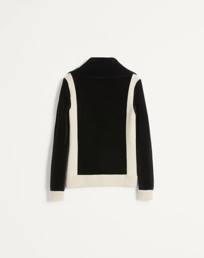 Sweat-shirt à col roulé en chenille avec fermeture éclair et patch Chez Valentino Sweat-shirt à col roulé en chenille avec fermeture éclair et patch Chez Valentino