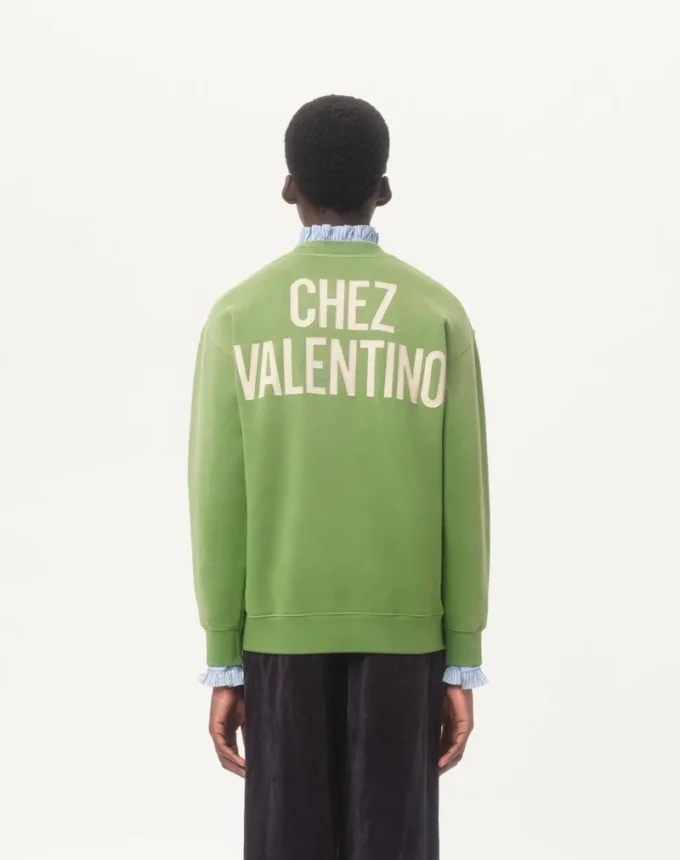 Sweat-shirt en coton avec imprimé et broderie Chez Valentino Sweat-shirt en coton avec imprimé et broderie Chez Valentino