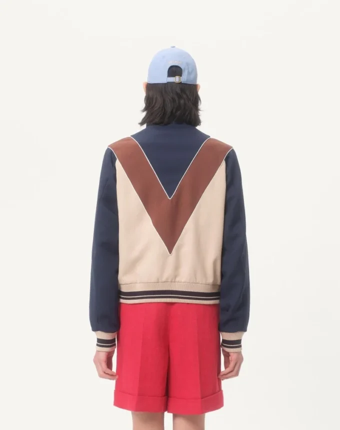 Sweat-shirt en nylon avec fermeture éclair et patch VLogo Sweat-shirt en nylon avec fermeture éclair et patch VLogo