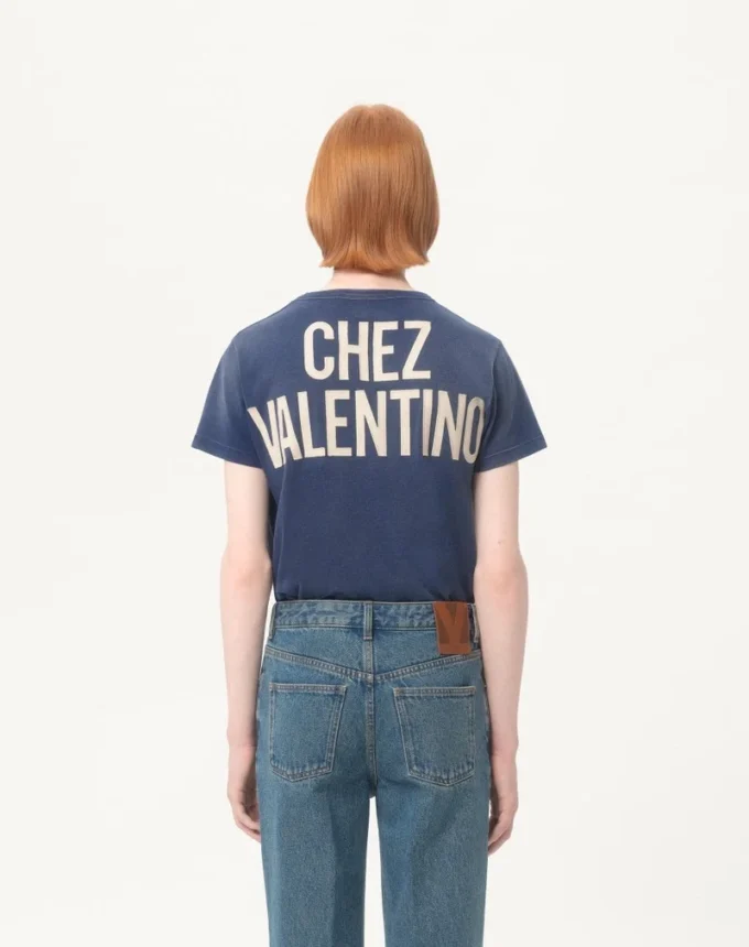 T-shirt en coton avec imprimé et patch Chez Valentino T-shirt en coton avec imprimé et patch Chez Valentino