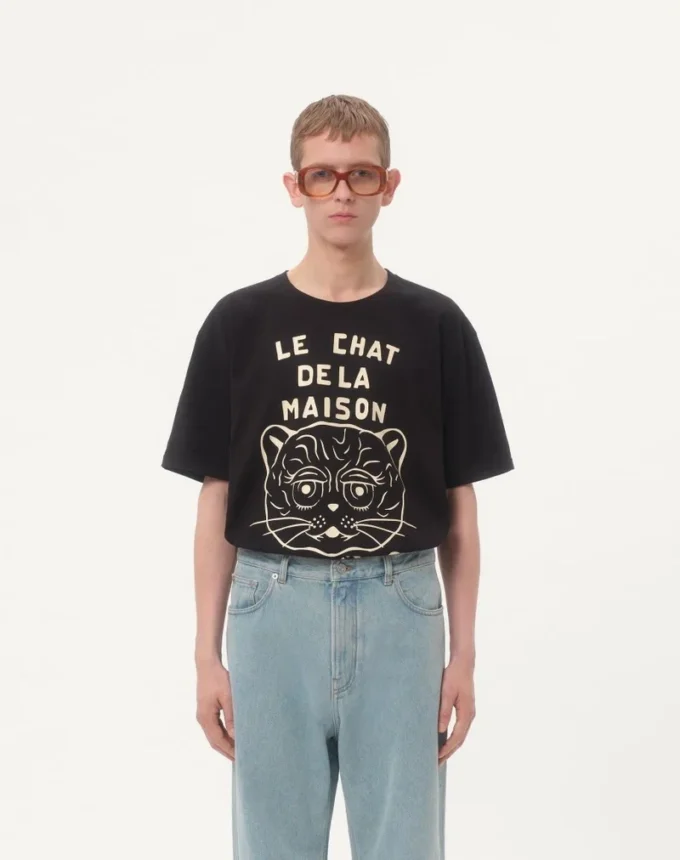 T-shirt en coton avec imprimé Le Chat De La Maison T-shirt en coton avec imprimé Le Chat De La Maison