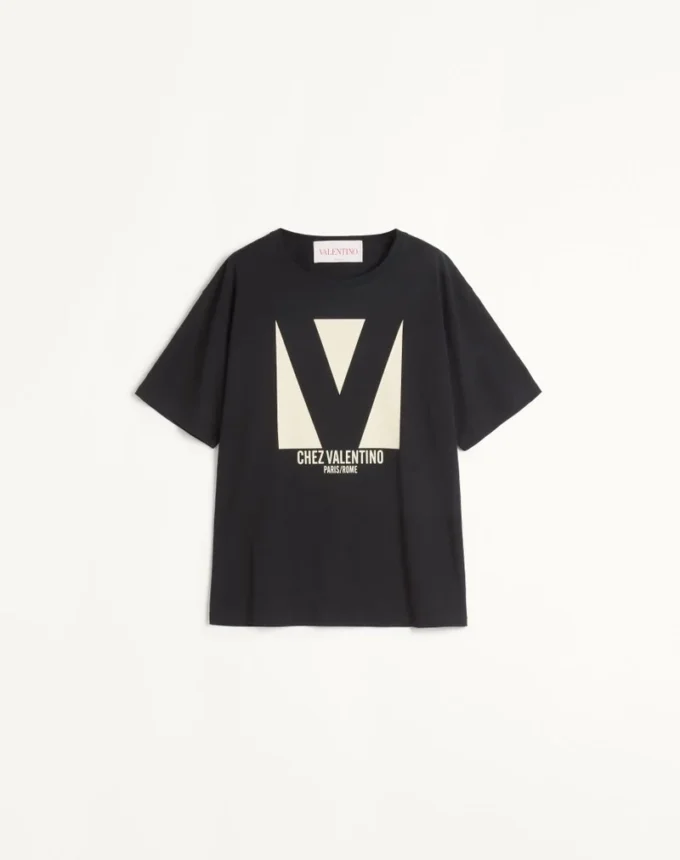 T-shirt en jersey de coton avec imprimé Chez Valentino T-shirt en jersey de coton avec imprimé Chez Valentino