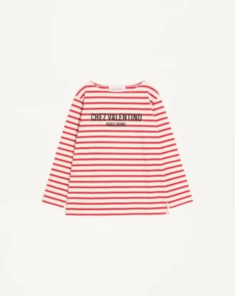 T-SHIRT À MANCHES LONGUES EN COTON AVEC IMPRIMÉ CHEZ VALENTINO