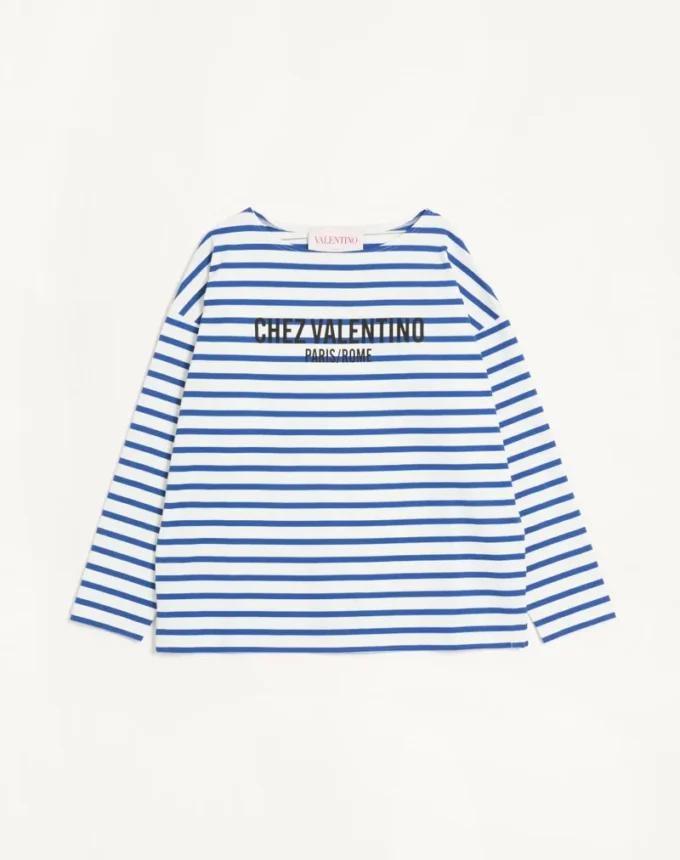 T-shirt à manches longues en coton avec imprimé Chez Valentino T-shirt à manches longues en coton avec imprimé Chez Valentino