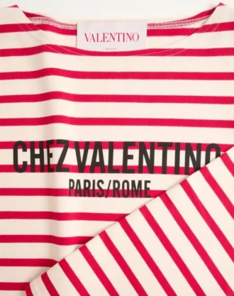 T-SHIRT À MANCHES LONGUES EN COTON AVEC IMPRIMÉ CHEZ VALENTINO