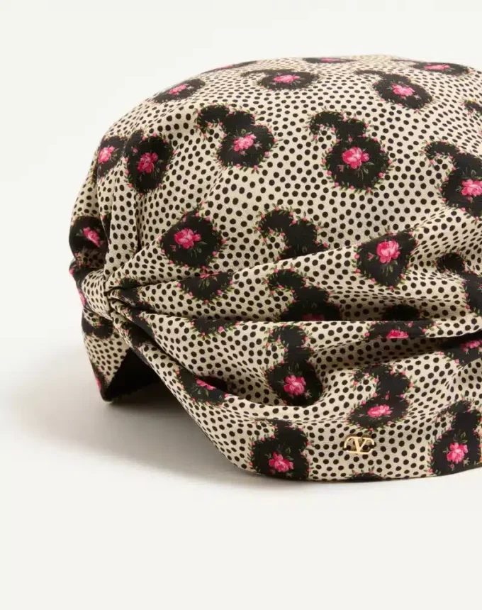 Turban en soie avec imprimé Micro Cashmere Plus de Pois