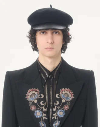 Veste brodée à ceinture en laine grain de poudre Valentino