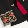 Veste brodée Valentino avec ceinture en gabardine de laine avec VGold Veste brodée Valentino avec ceinture en gabardine de laine avec VGold