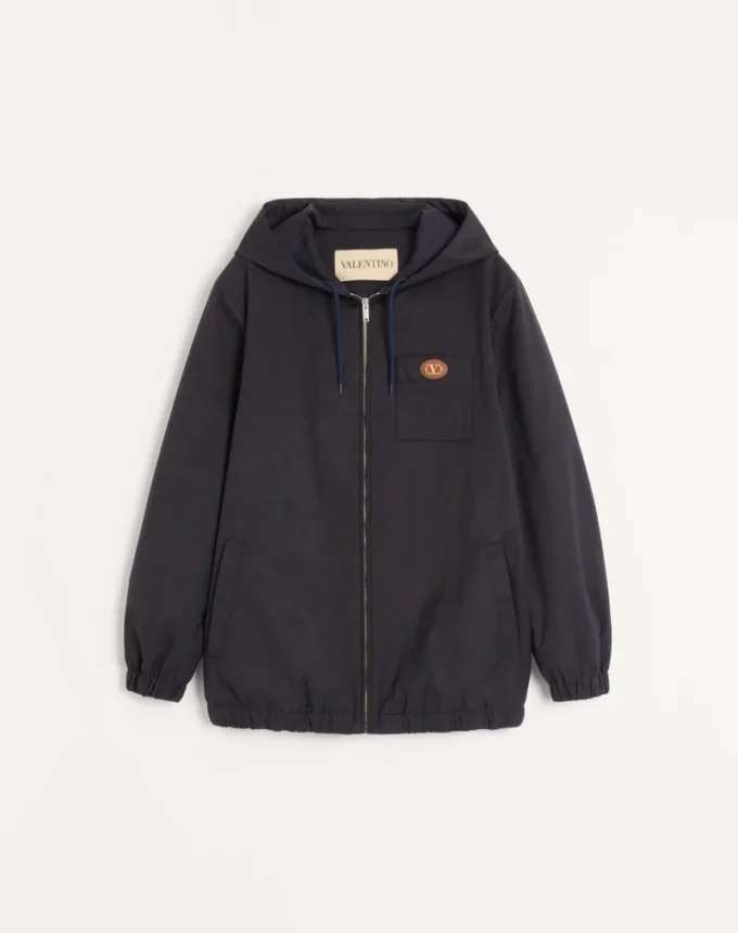 Veste à capuche en nylon avec patch VLogo Veste à capuche en nylon avec patch VLogo