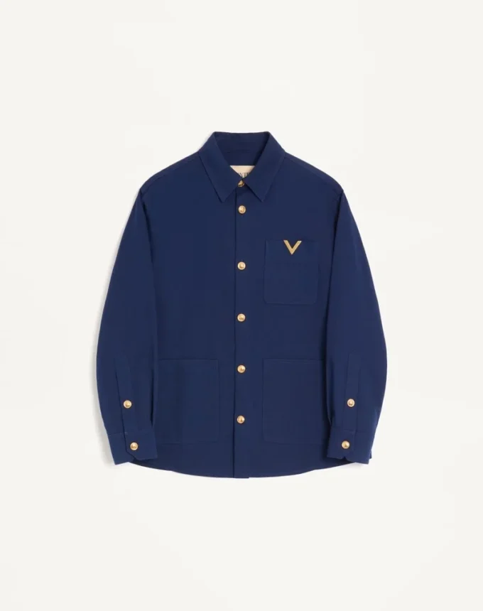 Veste chemise en gabardine de coton Valentino avec VGold Veste chemise en gabardine de coton Valentino avec VGold
