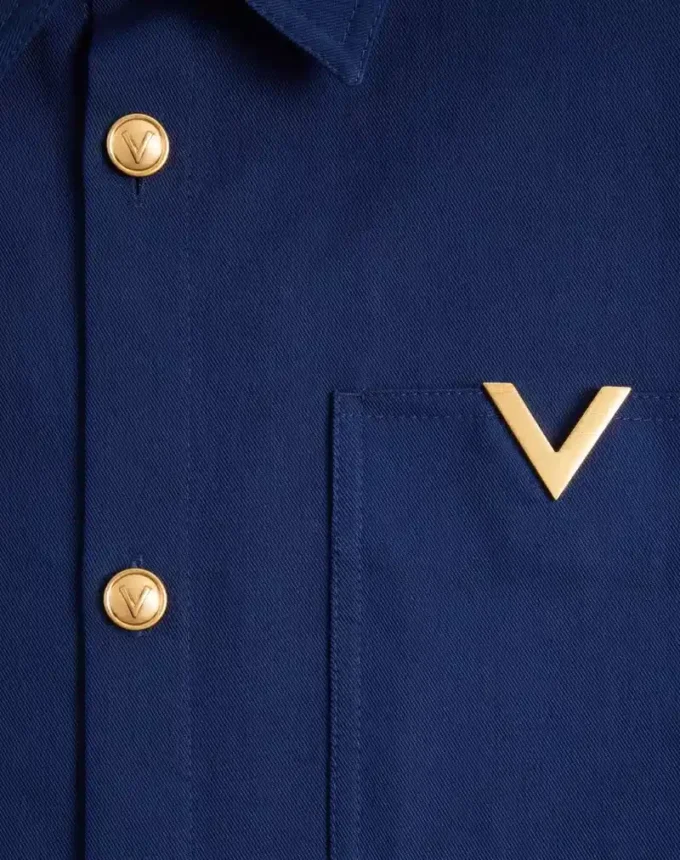 Veste chemise en gabardine de coton Valentino avec VGold Veste chemise en gabardine de coton Valentino avec VGold