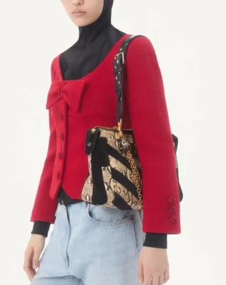 Veste courte en tweed de laine uni