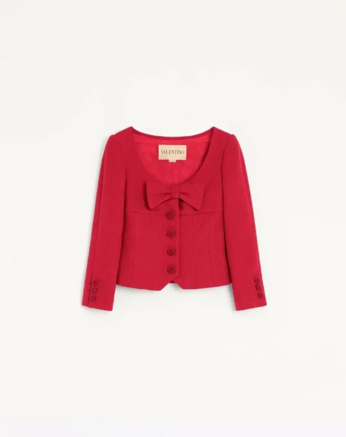 Veste courte en tweed de laine uni Veste courte en tweed de laine uni