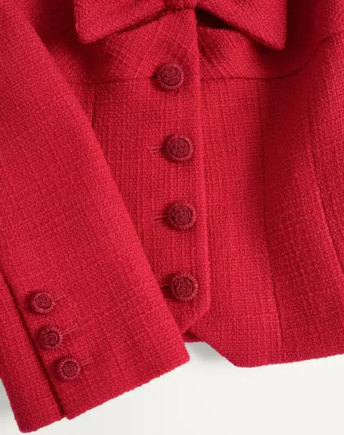 Veste courte en tweed de laine uni Veste courte en tweed de laine uni