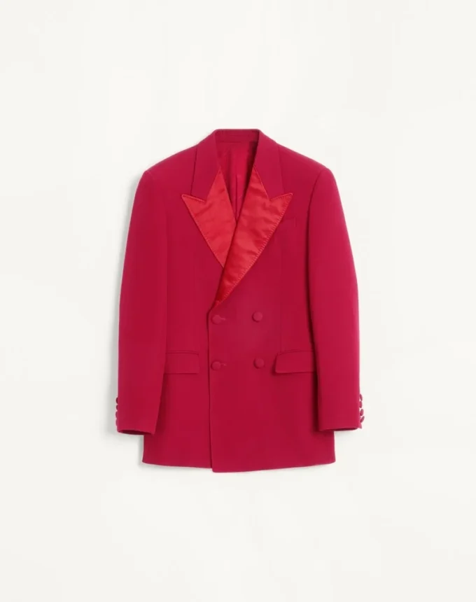 Veste croisée en laine grain de poudre Veste croisée en laine grain de poudre