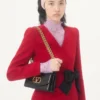Veste en crêpe de laine avec nœud contrasté Veste en crêpe de laine avec nœud contrasté