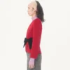 Veste en crêpe de laine avec nœud contrasté Veste en crêpe de laine avec nœud contrasté