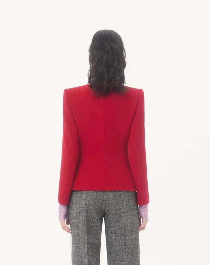 Veste en crêpe de laine avec nœud contrasté Veste en crêpe de laine avec nœud contrasté