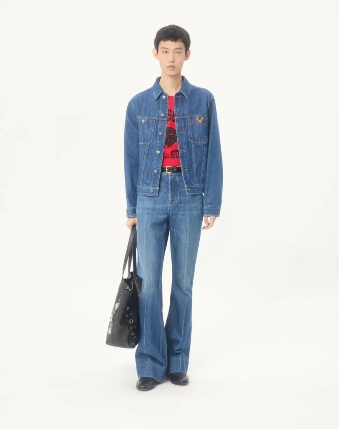 Veste en denim Valentino avec VGold Veste en denim Valentino avec VGold