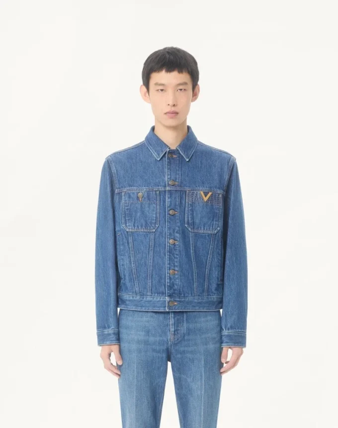 Veste en denim Valentino avec VGold Veste en denim Valentino avec VGold