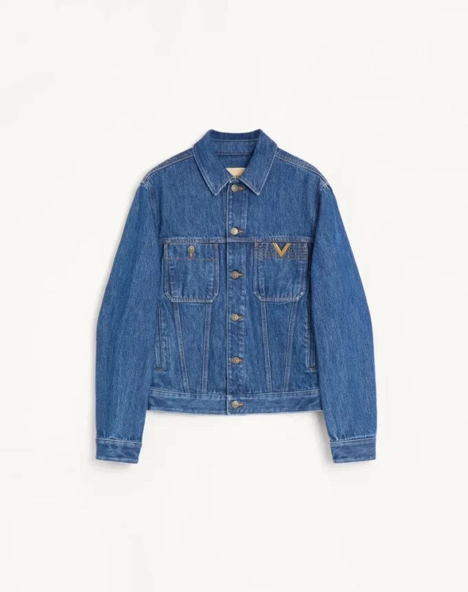 Veste en denim Valentino avec VGold Veste en denim Valentino avec VGold