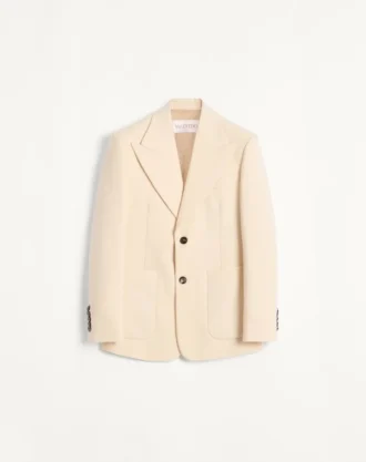 Veste en gabardine de laine à simple boutonnage