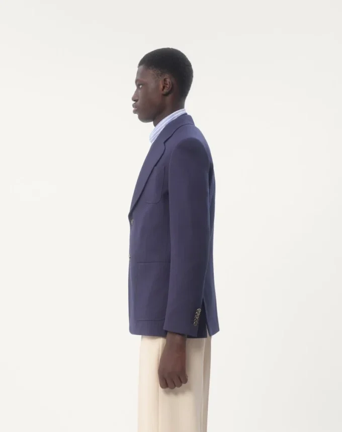 Veste en gabardine de laine à simple boutonnage Veste en gabardine de laine à simple boutonnage