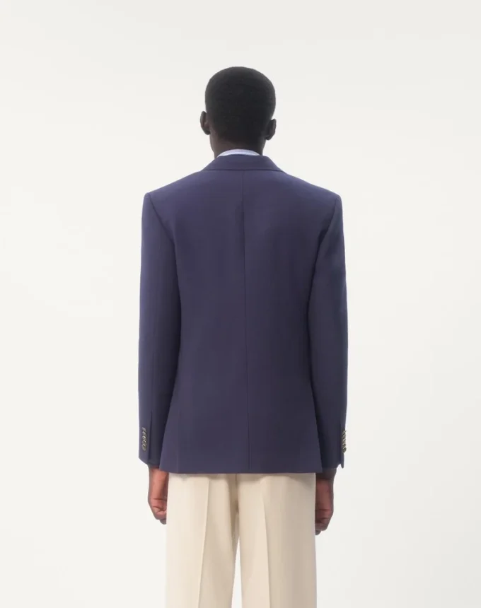 Veste en gabardine de laine à simple boutonnage Veste en gabardine de laine à simple boutonnage