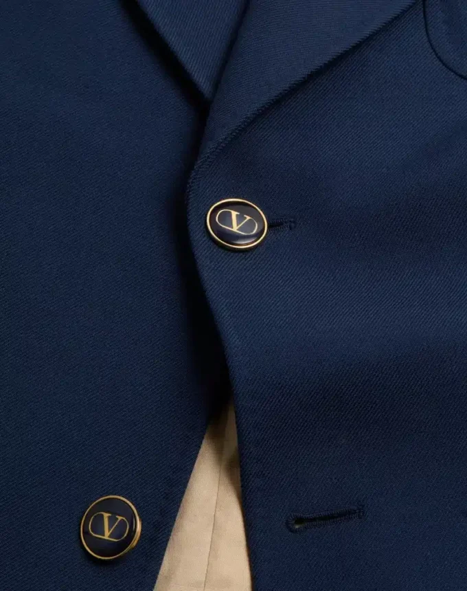 Veste en gabardine de laine à simple boutonnage Veste en gabardine de laine à simple boutonnage