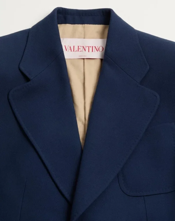 Veste en gabardine de laine à simple boutonnage Veste en gabardine de laine à simple boutonnage