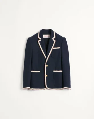 Veste en jersey de coton à simple boutonnage avec passepoil torchon