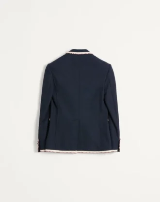 Veste en jersey de coton à simple boutonnage avec passepoil torchon