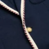Veste en jersey de coton à simple boutonnage avec passepoil torchon Veste en jersey de coton à simple boutonnage avec passepoil torchon