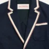 Veste en jersey de coton à simple boutonnage avec passepoil torchon Veste en jersey de coton à simple boutonnage avec passepoil torchon