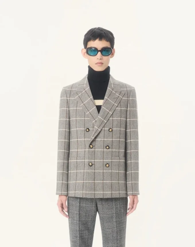 Veste en laine à double boutonnage Valentino à motif à carreaux Veste en laine à double boutonnage Valentino à motif à carreaux