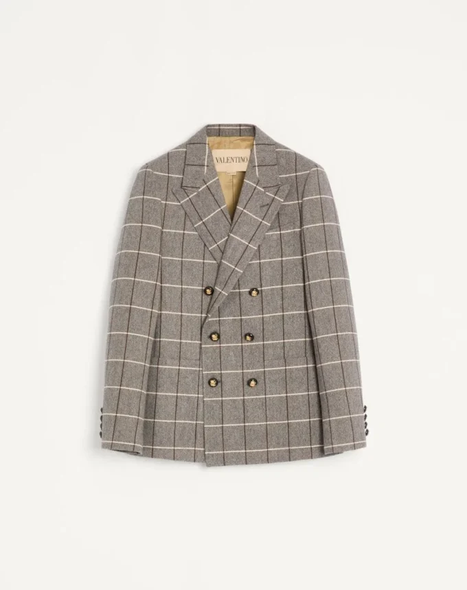 Veste en laine à double boutonnage Valentino à motif à carreaux Veste en laine à double boutonnage Valentino à motif à carreaux
