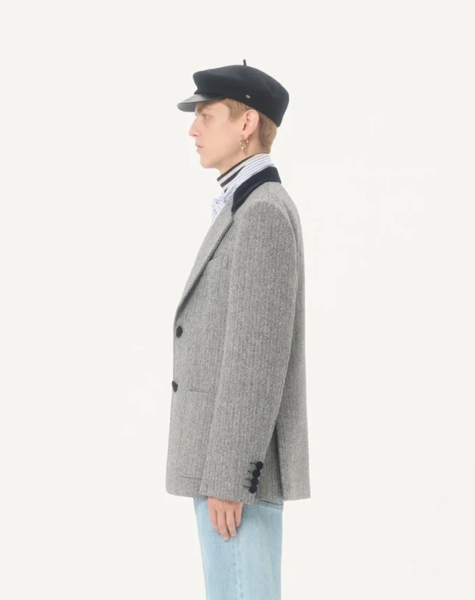 Veste en laine à simple boutonnage et motif chevron Valentino Veste en laine à simple boutonnage et motif chevron Valentino