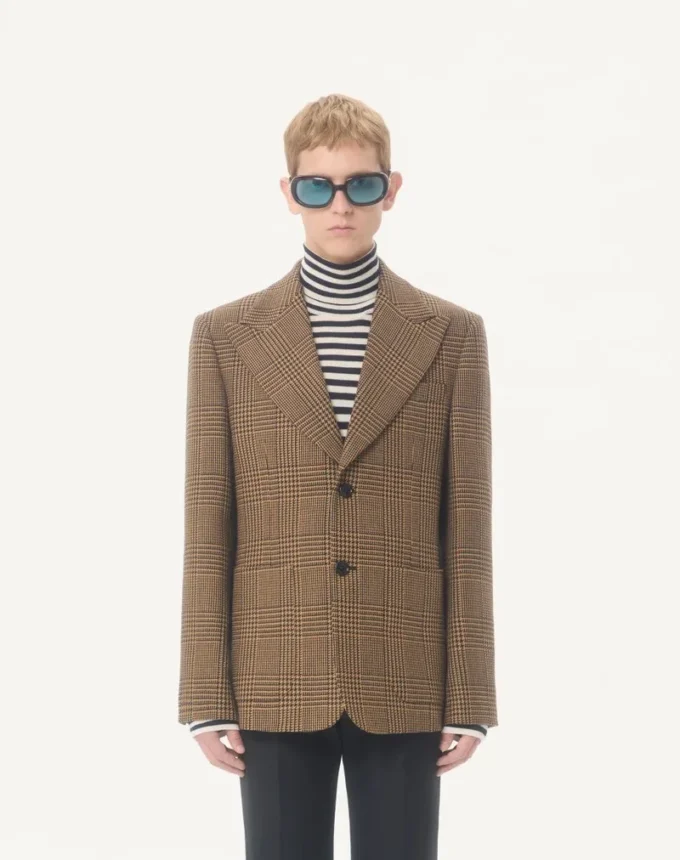 Veste en laine à simple boutonnage et motif Glen Plaid Valentino Veste en laine à simple boutonnage et motif Glen Plaid Valentino