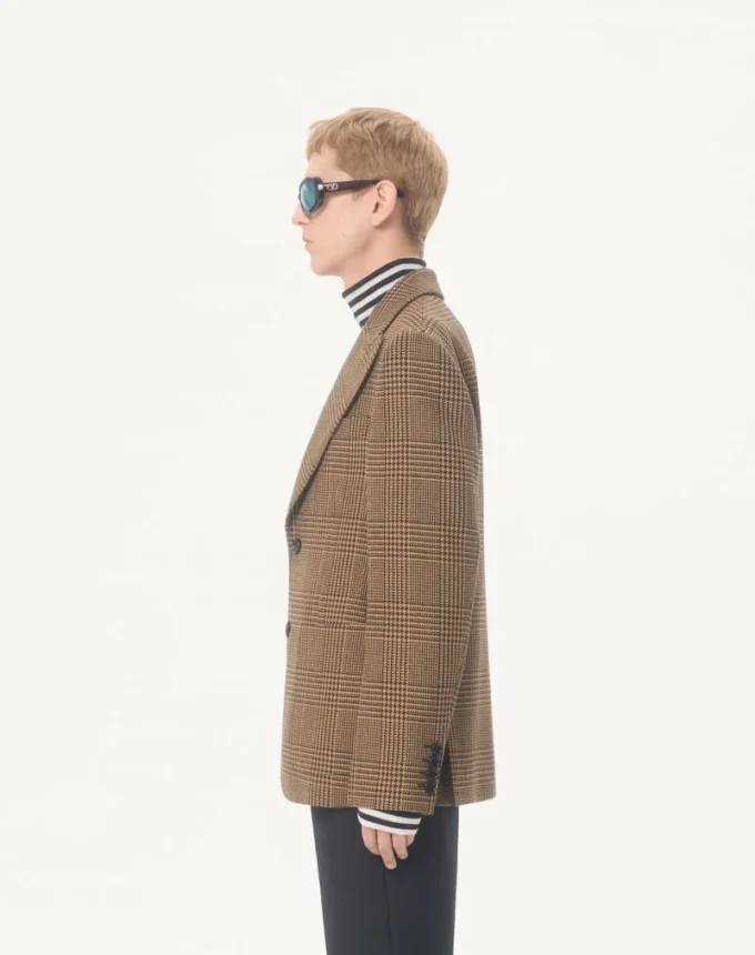 Veste en laine à simple boutonnage et motif Glen Plaid Valentino Veste en laine à simple boutonnage et motif Glen Plaid Valentino