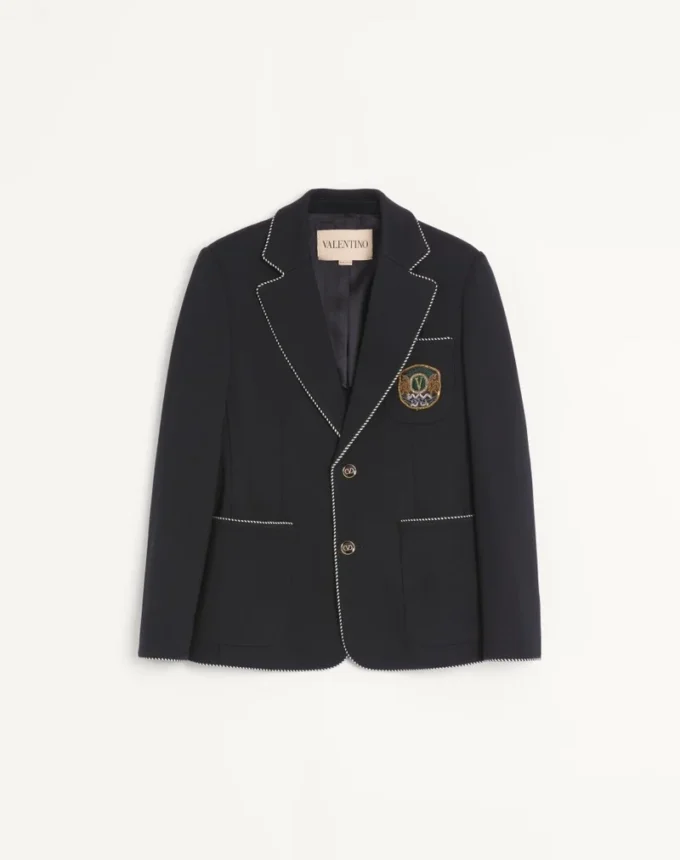 Veste en laine à simple boutonnage Valentino avec patch Valentino Veste en laine à simple boutonnage Valentino avec patch Valentino