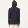 Veste en lin à simple boutonnage avec broderies et empiècements en perles Veste en lin à simple boutonnage avec broderies et empiècements en perles